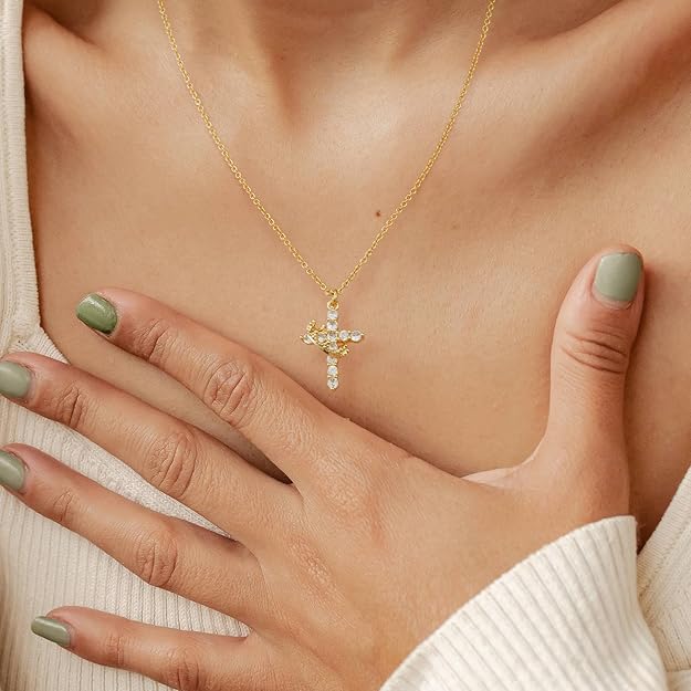 FAITHLOVE™ ROTATABLE CROWN CROSS NECKLACE
