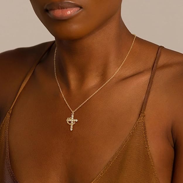 FAITHLOVE™ ROTATABLE CROWN CROSS NECKLACE